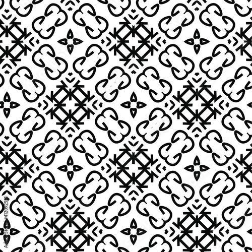  Geometric vector pattern with triangular elements. Seamless abstract ornament for wallpapers and backgrounds. Black and white colors