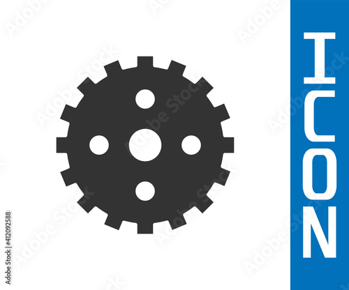 Grey Bicycle sprocket crank icon isolated on white background. Vector.