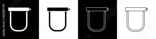 Set Bicycle lock U shaped industrial icon isolated on black and white background. Vector.