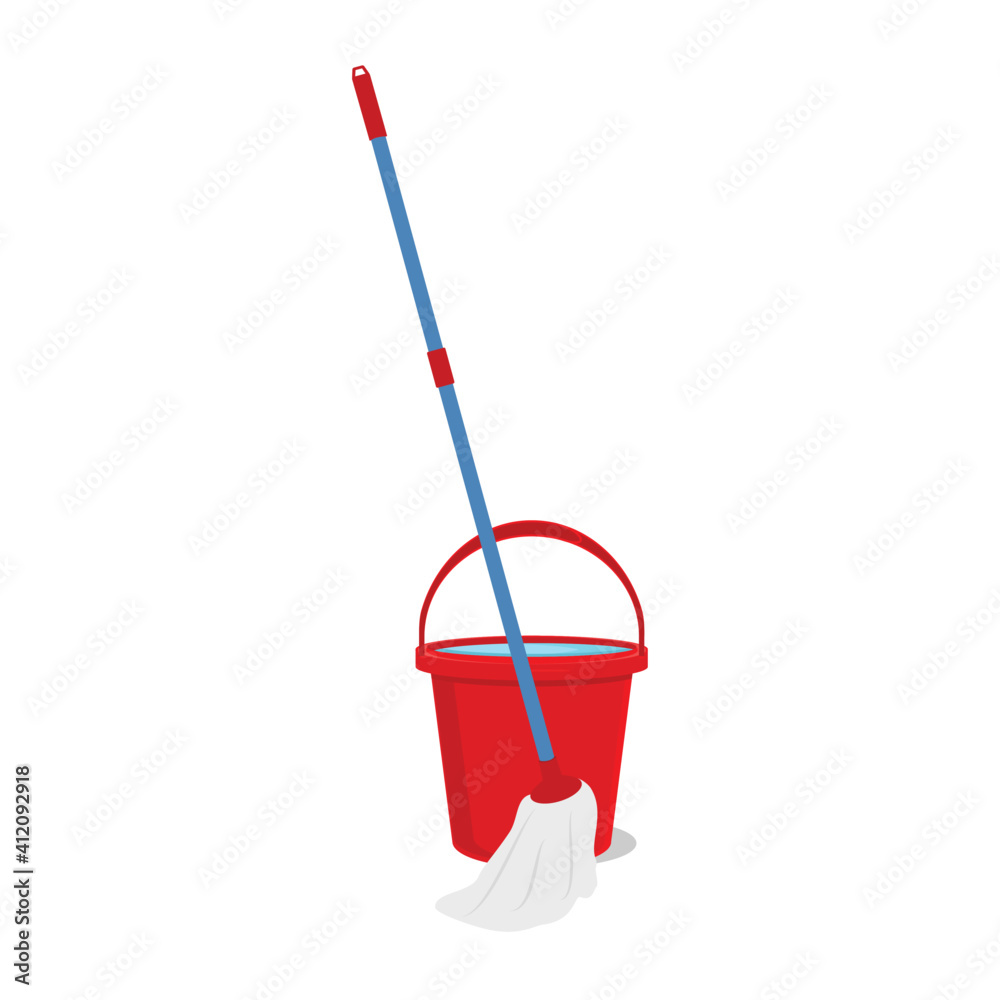 Mop and bucket cleaning vector Mop and bucket cleaning vector