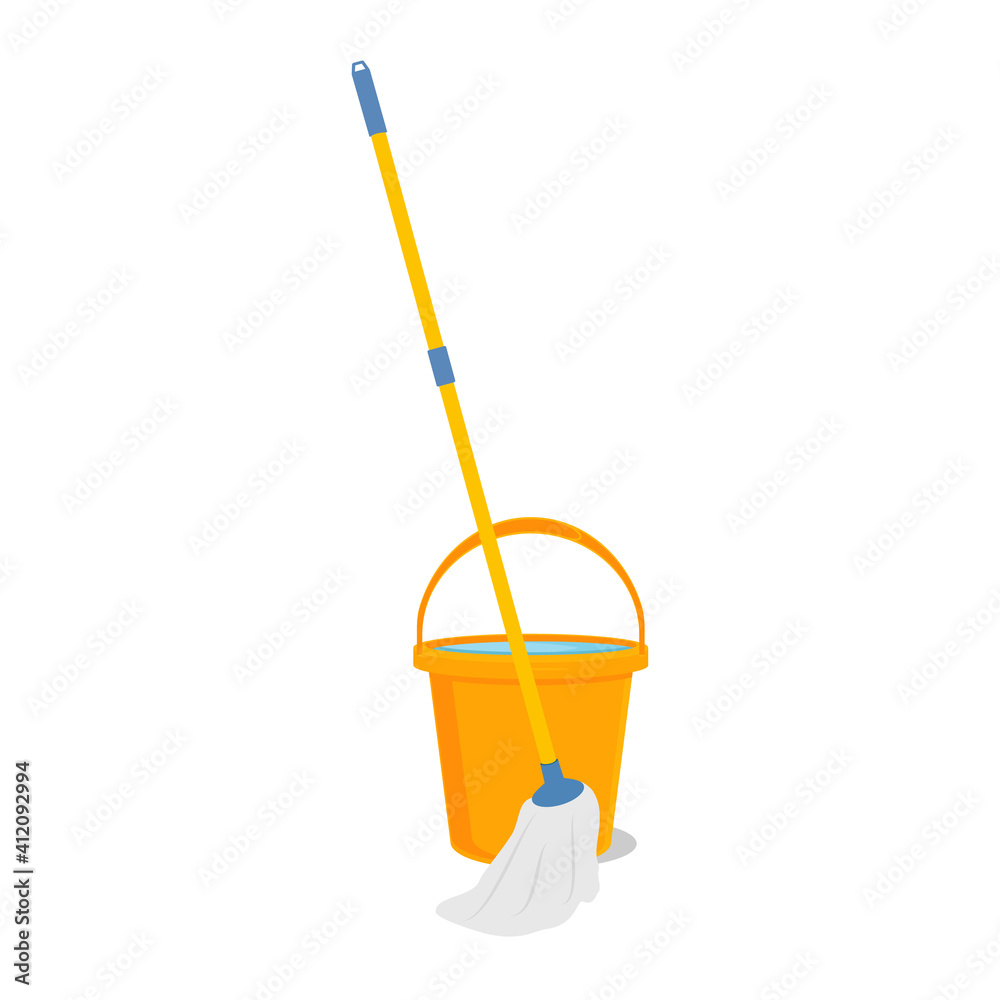 Mop and bucket cleaning vector Mop and bucket cleaning vector