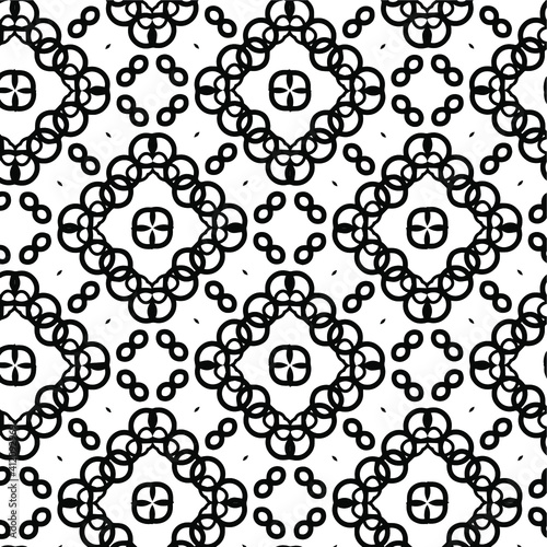  Geometric vector pattern with triangular elements. Seamless abstract ornament for wallpapers and backgrounds. Black and white colors