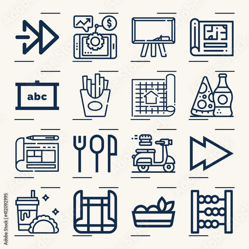 Simple set of fourier related lineal icons.