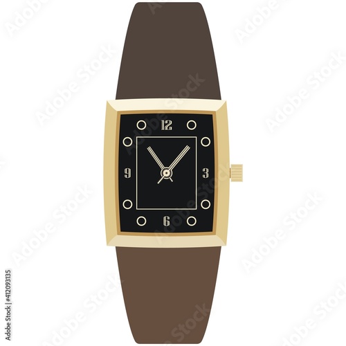 Luxury quartz wrist watch vector isolated on white