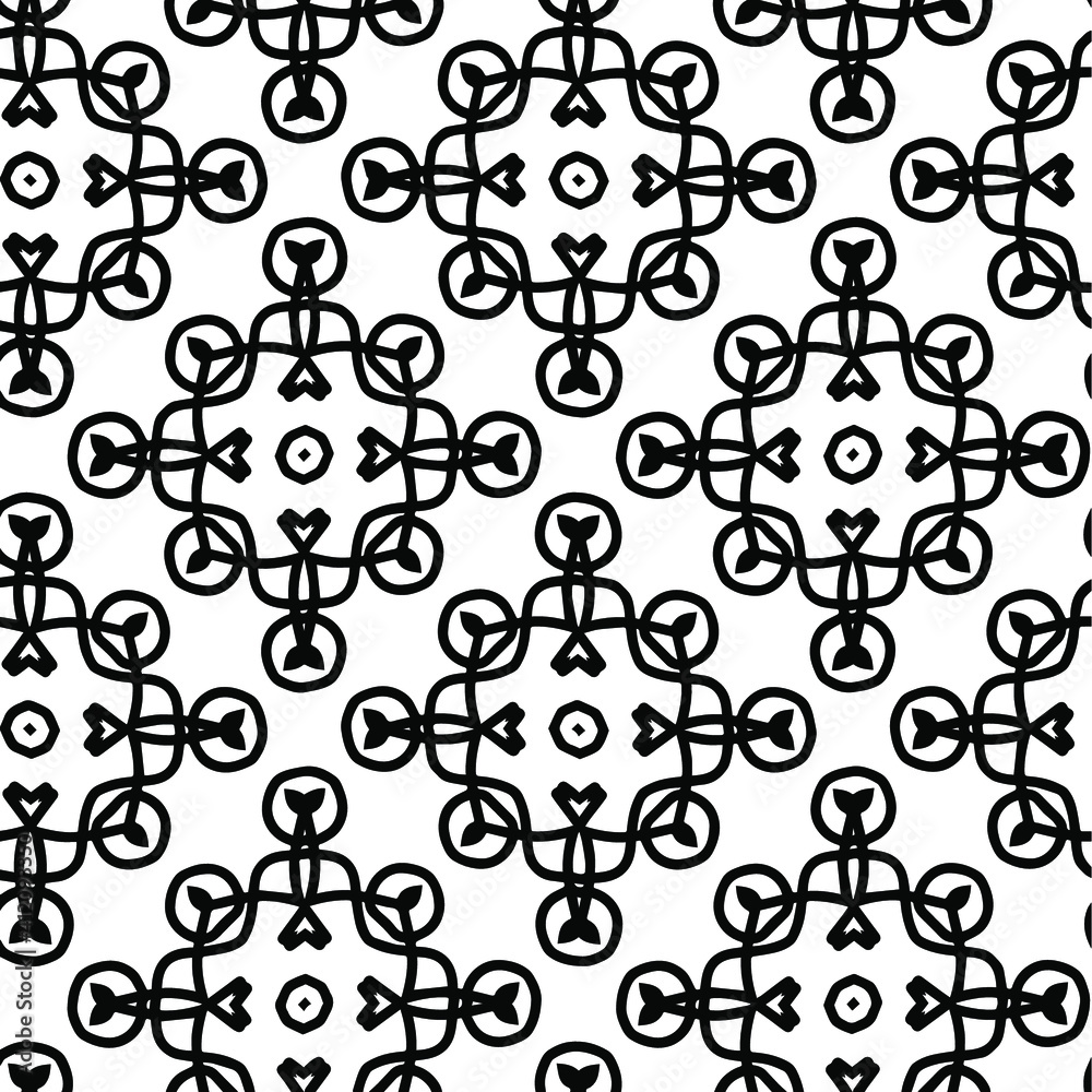 Geometric vector pattern with triangular elements. Seamless abstract ornament for wallpapers and backgrounds. Black and white colors. Geometric vector pattern with triangular elements. Seamless abstract ornament for wallpapers and backgrounds. Black and white colors.
