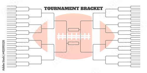 64 american football team tournament bracket championship template flat style design vector illustration isolated on white background. Championship bracket schedule american football game spreadsheet.