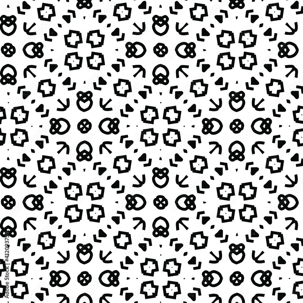 Geometric vector pattern with triangular elements. Seamless abstract ornament for wallpapers and backgrounds. Black and white colors. Geometric vector pattern with triangular elements. Seamless abstract ornament for wallpapers and backgrounds. Black and white colors.