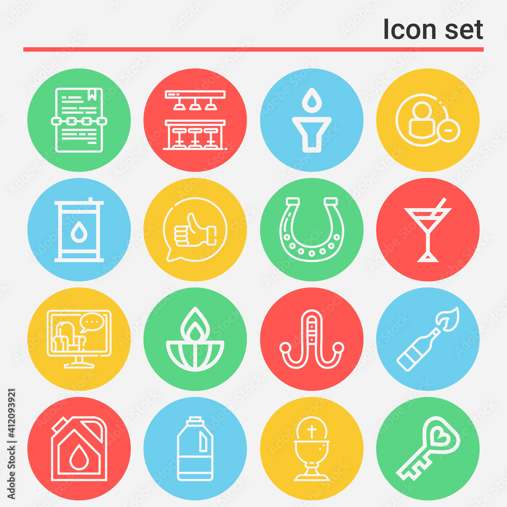 16 pack of close  lineal web icons set