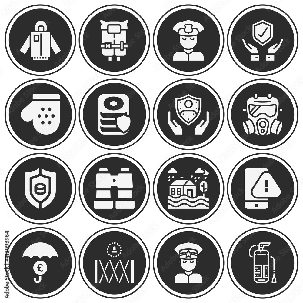 16 pack of safely filled web icons set 16 pack of safely filled web icons set