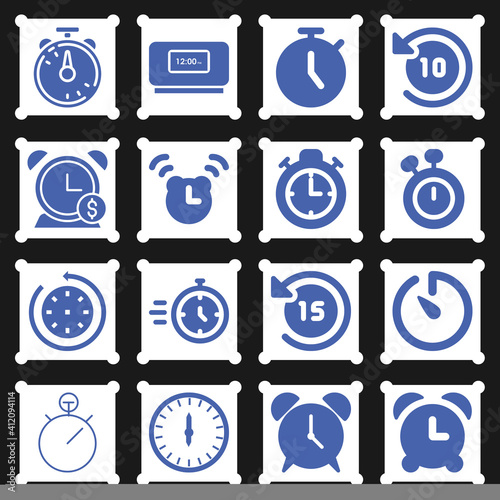 16 pack of timer  filled web icons set