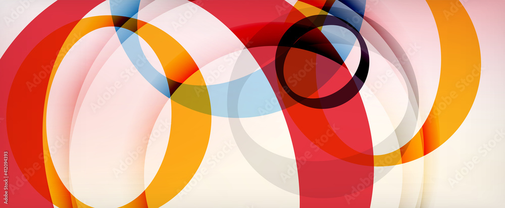 Obraz premium Ring geometric shapes, o letter repetition wallpaper. Abstract background for business or technology presentations, internet posters or web brochure covers