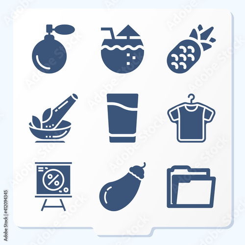 Simple set of 9 icons related to bottle