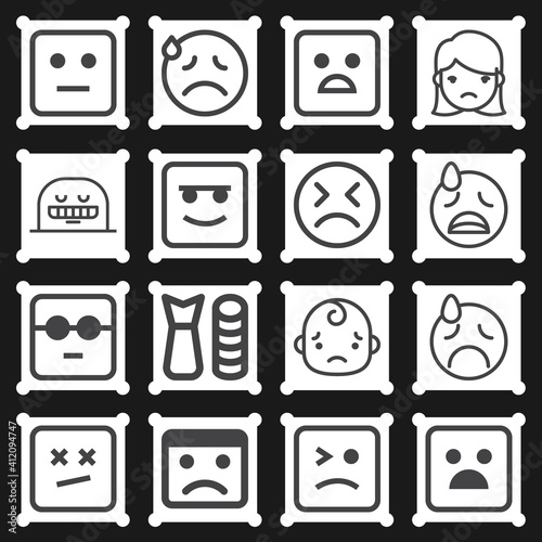 16 pack of wretched  lineal web icons set