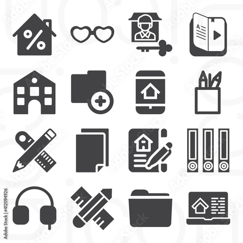 16 pack of substantial  filled web icons set