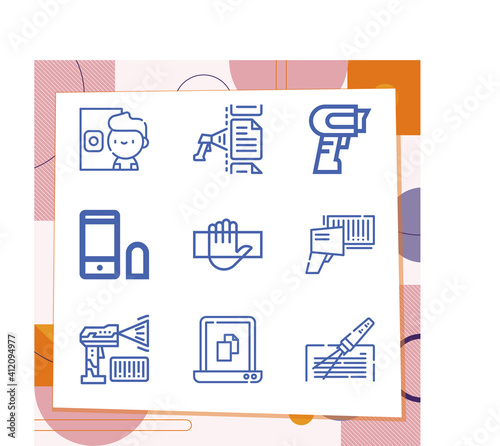 Simple set of 9 icons related to color property