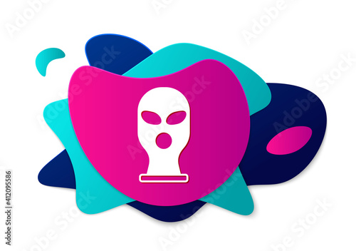 Color Balaclava icon isolated on white background. A piece of clothing for winter sports or a mask for a criminal or a thief. Abstract banner with liquid shapes. Vector.