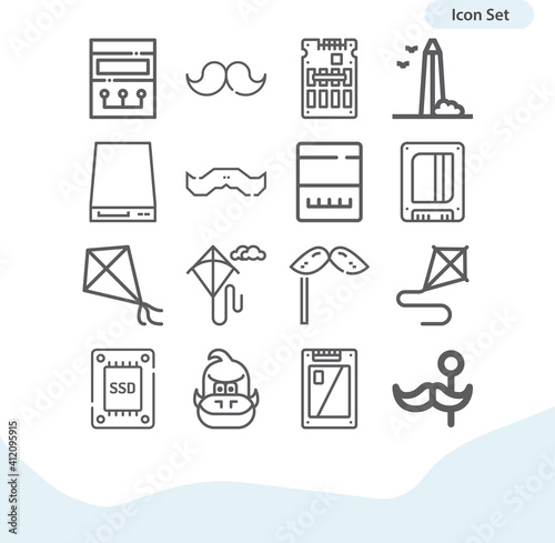 Simple set of remarked related lineal icons.
