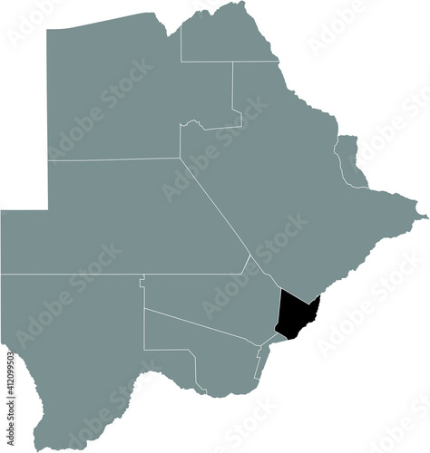 Black location map of the Botswanan Kgatleng district inside gray map of Botswana