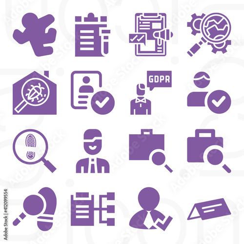 16 pack of audit  filled web icons set