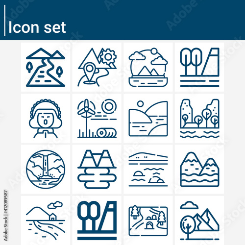 Simple set of romania related lineal icons.