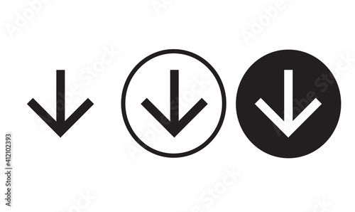 Free Download arrow downward icon black outline for web site design and mobile dark mode apps 
Vector illustration on a white background - GFXLoad