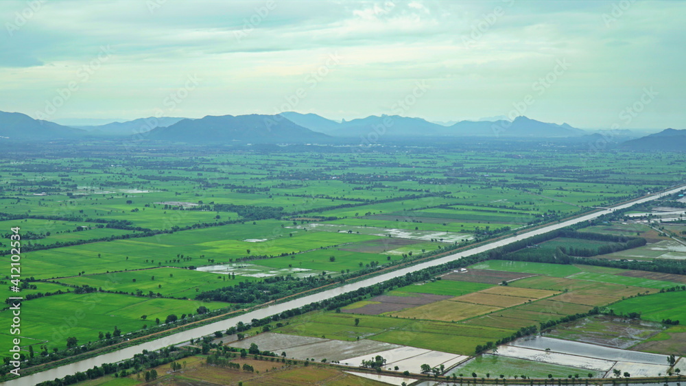 Thailand, Lopburi city. Helicopter photography