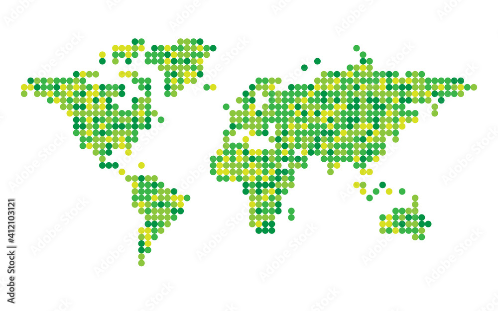 Fototapeta premium World map green dotted mosaic