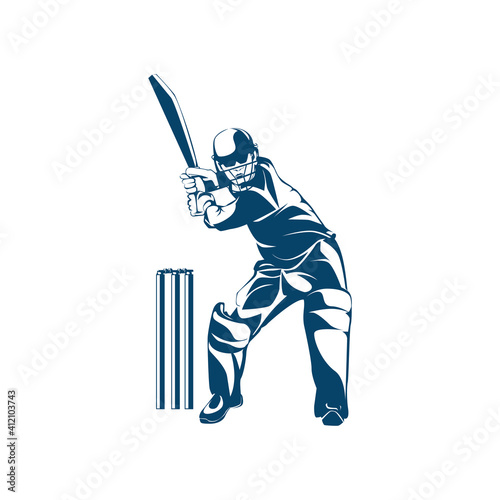 Cricket player logo template design