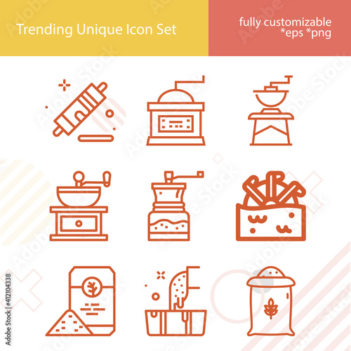 Simple set of milling related lineal icons.