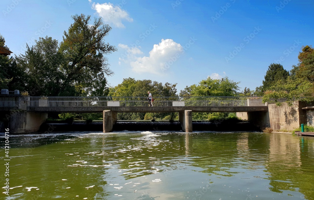 bridge over the river, bridge in the park , bridge , lake , river, footbridge over the river  