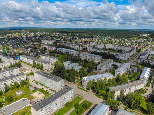 Aerial view of the city of Omutninsk in summer (Kirov region, Russia) © vladok37