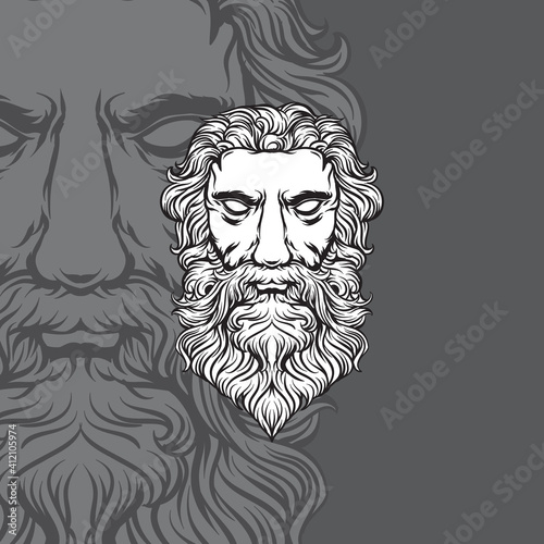 god zeus head logo illustration vektor