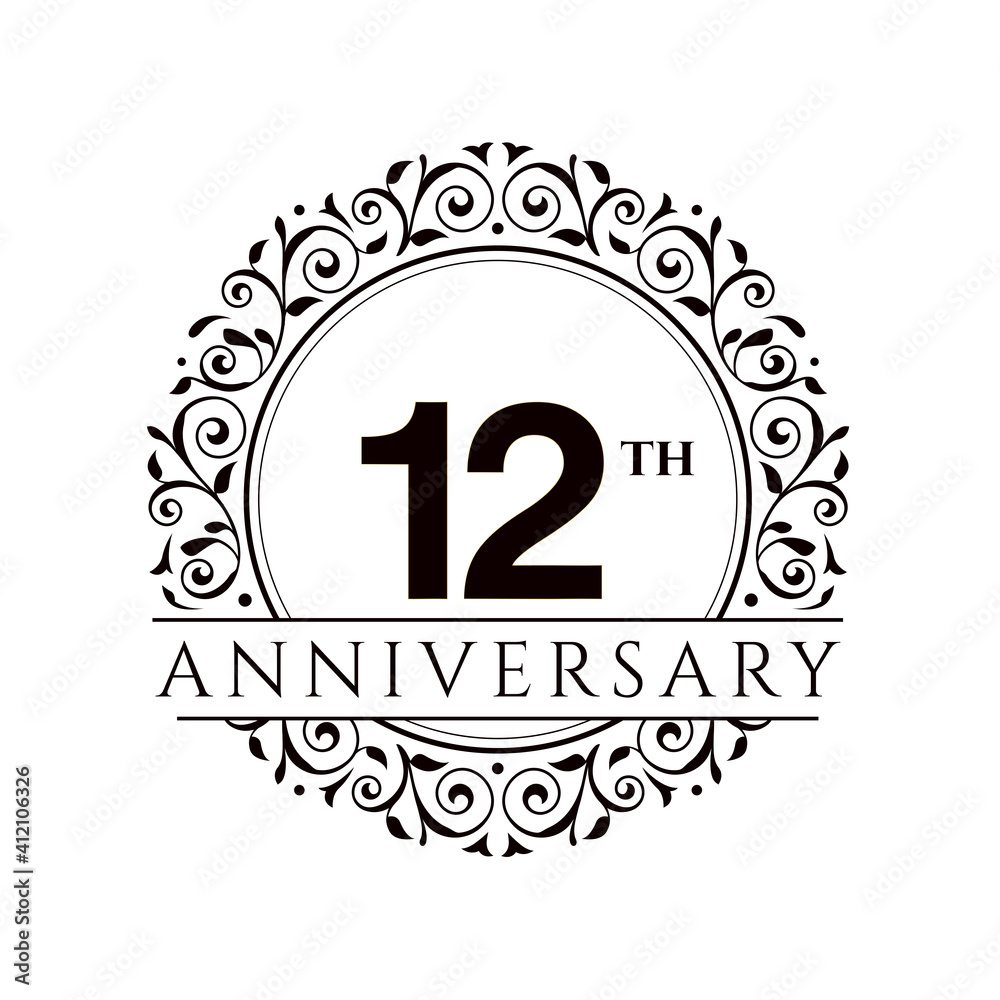 Fototapeta premium 12 anniversary logotype template design for banner, poster, card vector illustrator