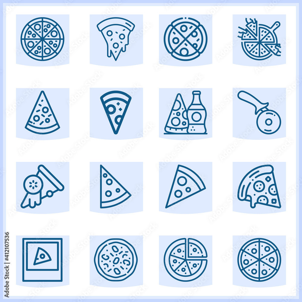 Pizza related simple set. 16 lineal Pizza related simple set. 16 lineal