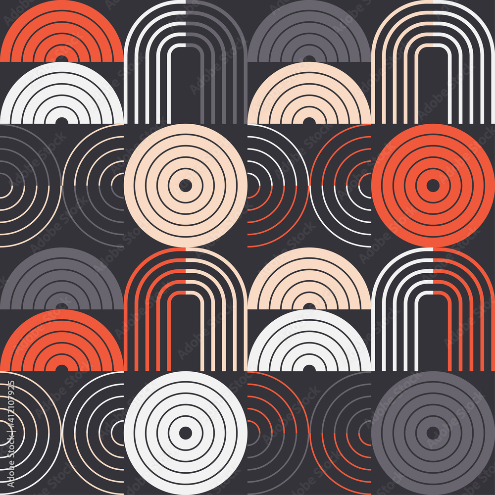 A simple banner with a decorative geometric pattern. Memphis. Square modules. The color composition. Seamless background. Vector illustration for web design or print.
