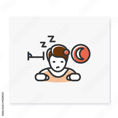 Sleepwalking color icon. Sleep disorder. Healthy sleeping concept. Sleep problems treatment. Lunatizm trouble. Lunatic. Health care. Isolated vector illustration 