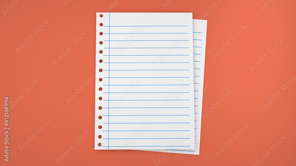 3d render sheets of paper notepad 3d render sheets of paper notepad