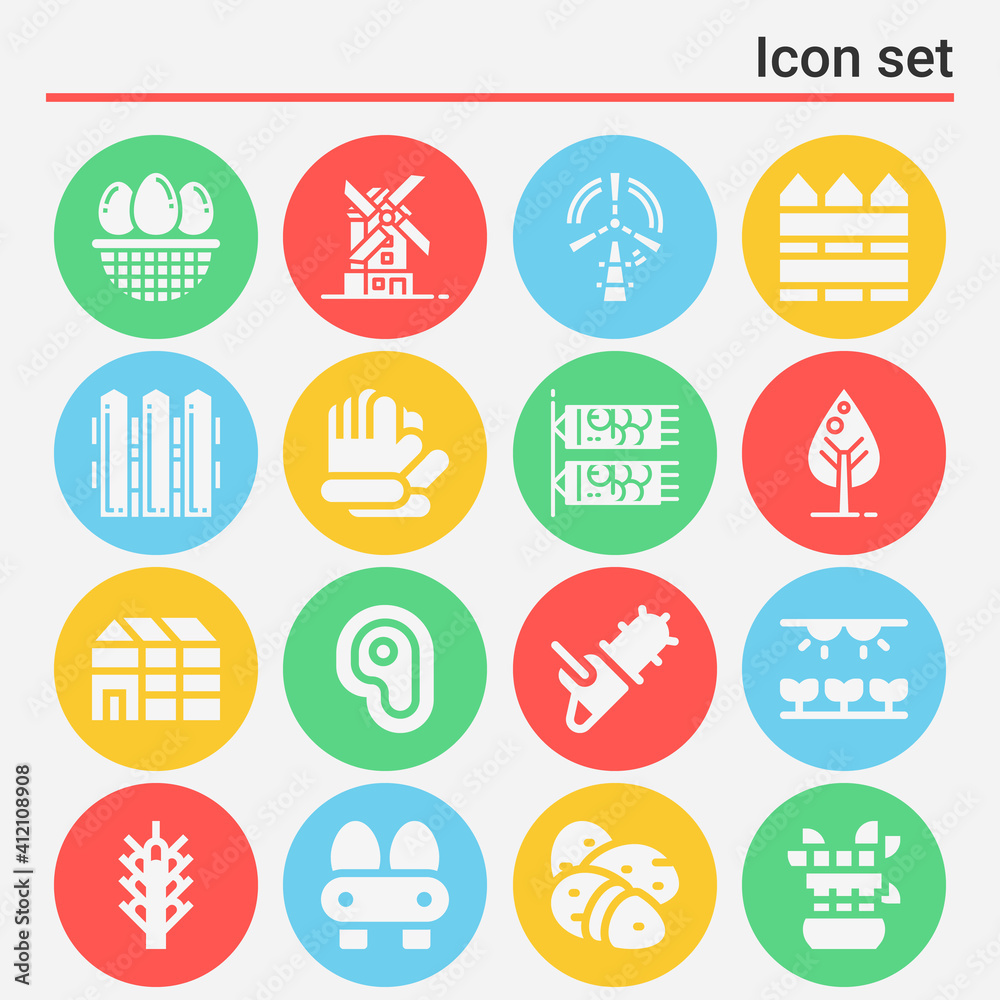16 pack of cultivation  filled web icons set