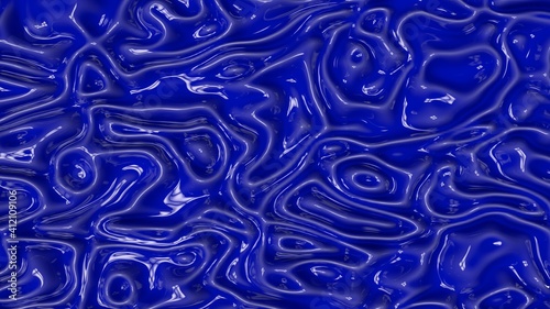 3d render glossy liquid blue background