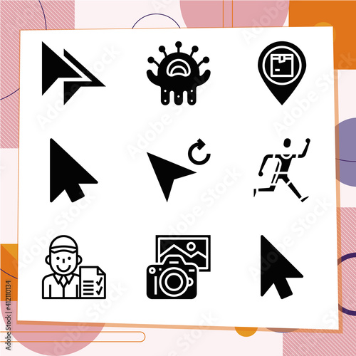 Simple set of 9 icons related to traveller