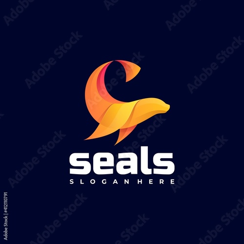 Vector Logo Illustration seals Gradient Colorful Style.