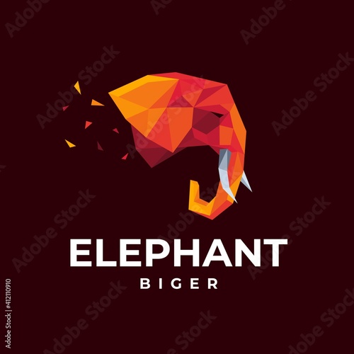 Vector Logo Illustration Elephant Low Polly Style.