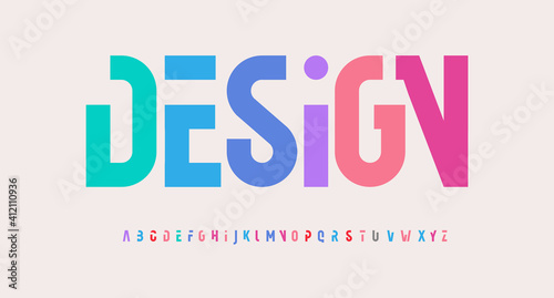 Canvastavla Creative alphabet, rainbow colors, modern geometric font