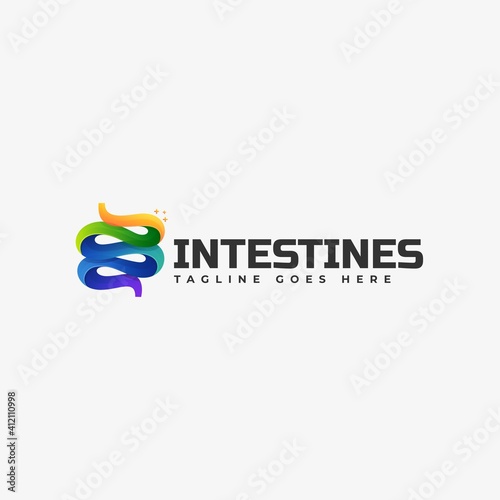 Vector Logo Illustration Intestines Gradient Colorful Style.