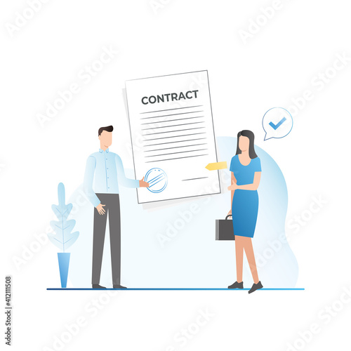 Men in business clothes sign, conclude agreement for cooperation, contract, document with seal. Partners, directors of companies at meeting stretch out, shake hands in approval, successful deal.