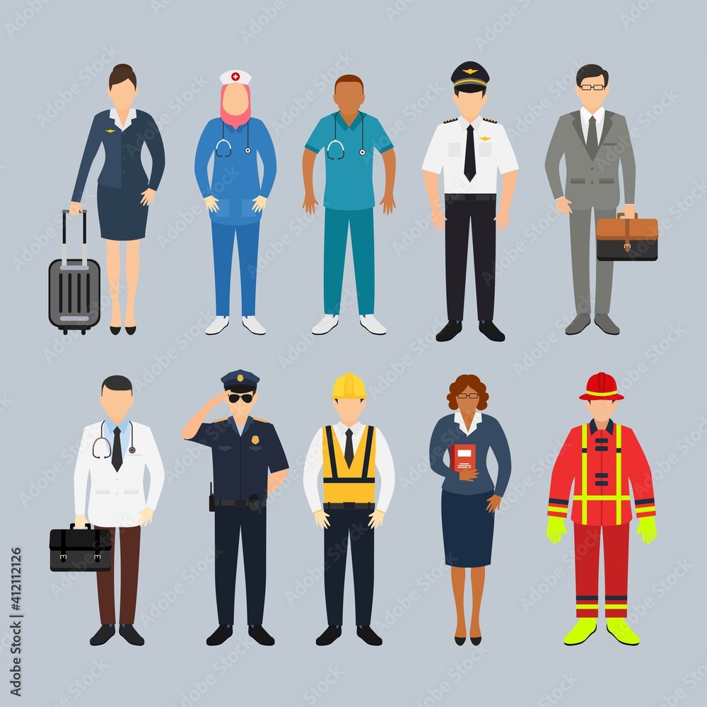 People with different profession character vector illustration