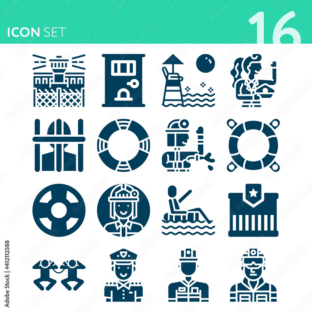 Simple set of 16 icons related to freed