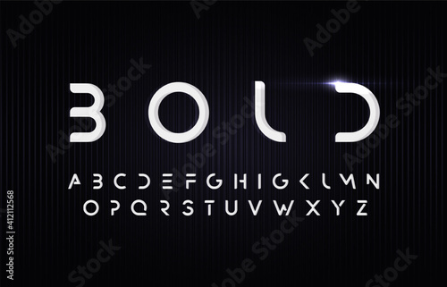Futurism style bold alphabet. Vector typography