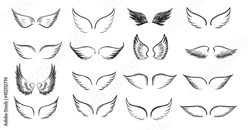 Angel wings vector hand drawn illustration	
