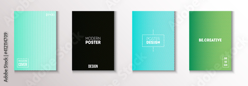 Wavy Minimal Cover Vector Set. Modern Flyer Texture Design. 80s Neon